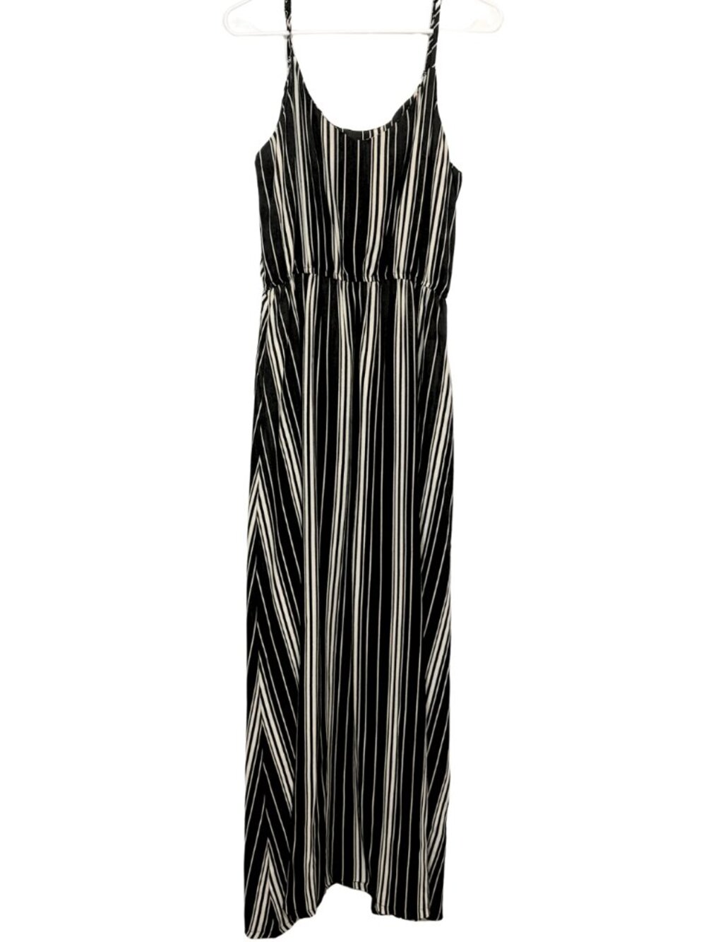 Amaryllis Black White Striped Maxi Dress Womens Medium Sleeveless Casual Boho